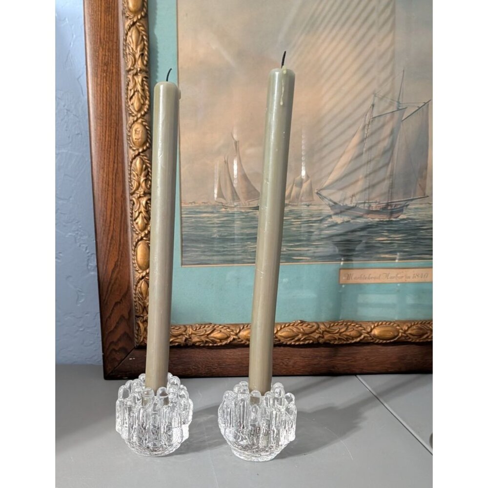 Kosta Boda Goran Warff Crystal Votive Candle Holders Set of 2 - Picture 15 of 16